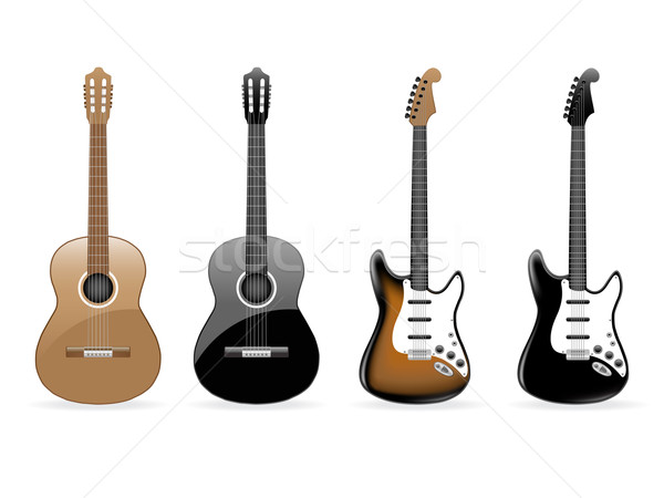 Vetor conjunto quatro guitarra projeto metal Foto stock © gladcov
