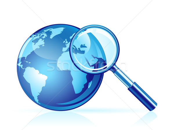 放大鏡 地球 全球 搜索 圖標 背景 商業照片 © gladcov