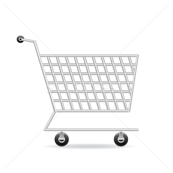 購物車 圖標 白 簽署 購物 市場 商業照片 © gladcov