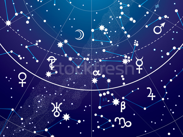 Astronomic atlas noapte stele cer Imagine de stoc © Glasaigh