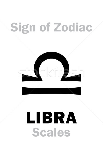 Asztrológia felirat állatöv mérleg ábécé hieroglifa Stock fotó © Glasaigh