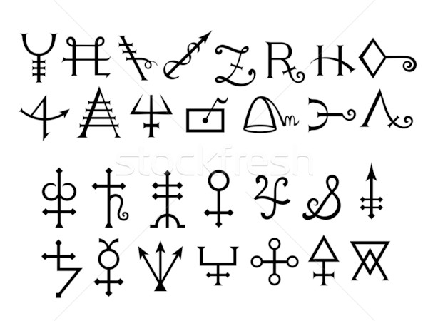 Medieval Alchemical Signs of Grimoire Magic Book Stock photo © Glasaigh