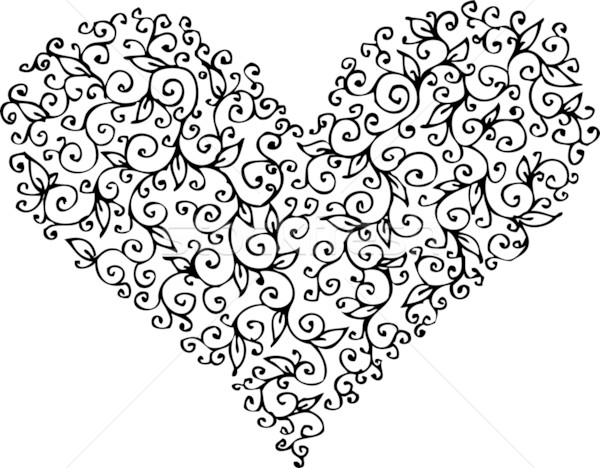 Romántica corazón floral remolino decorativo Foto stock © Glasaigh