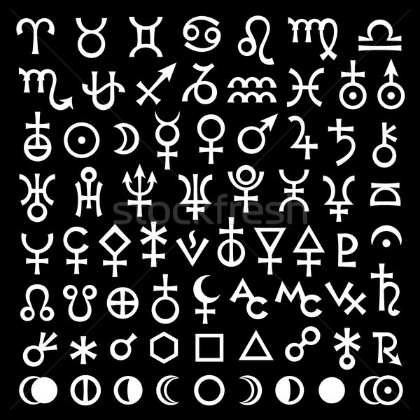 Fő- asztrológiai feliratok szimbólumok nagy szett Stock fotó © Glasaigh