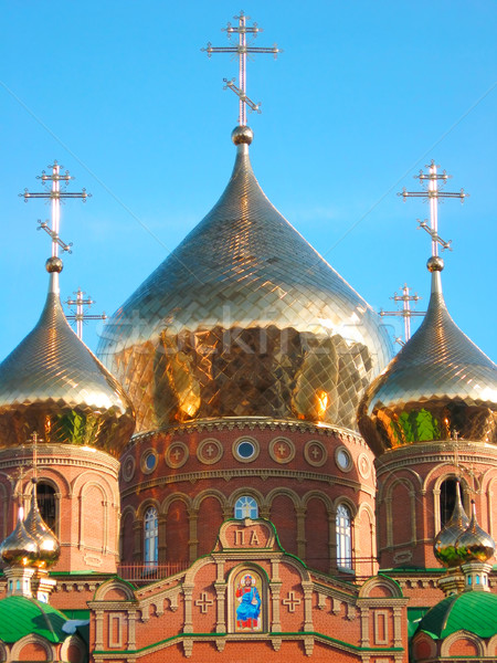 Shining golden onion domes of St.Vladimir Cathedral Stock photo © Glasaigh
