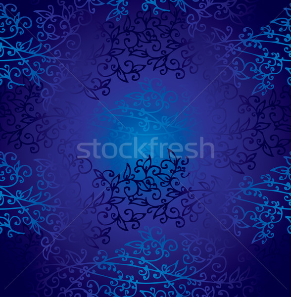 Floral Deep Night Blueprint Cyan seamless pattern Stock photo © Glasaigh