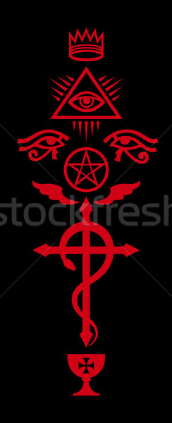 змея крест корона глаза черный святой Сток-фото © Glasaigh