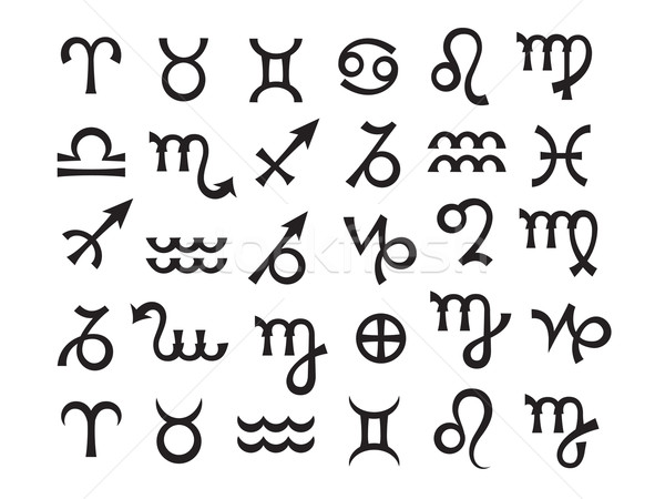 Asztrológiai feliratok állatöv asztrológia szimbólumok szett Stock fotó © Glasaigh