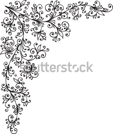 Stock foto: Raffiniert · floral · abstrakten · schwarz · Retro · Jahrgang