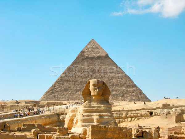 Piramit Büyük Sfenks plato Kahire Mısır yüz Stok fotoğraf © Glasaigh
