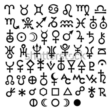 Fő- asztrológiai feliratok szimbólumok nagy szett Stock fotó © Glasaigh