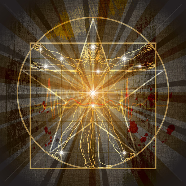 The Vitruvian Man In Pentagram Stock photo © Glasaigh