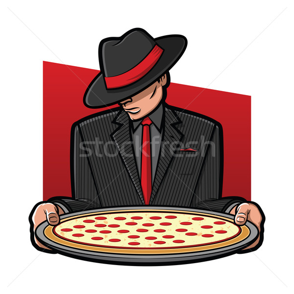 Pizza illustratie gangster taart man Stockfoto © gleighly