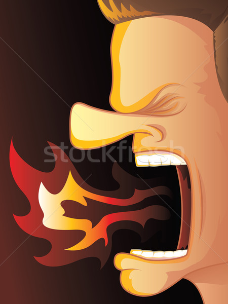 Fuoco uomo caldo brucia bocca Foto d'archivio © gleighly