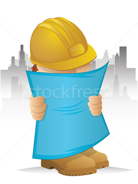 Imagine de stoc: Muncitor · in · constructii · icoană · drăguţ · construcţie