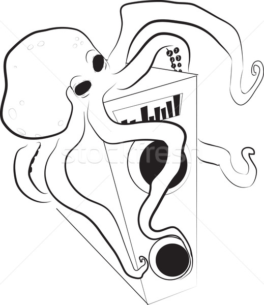 Stock photo: Octopus hugs music column