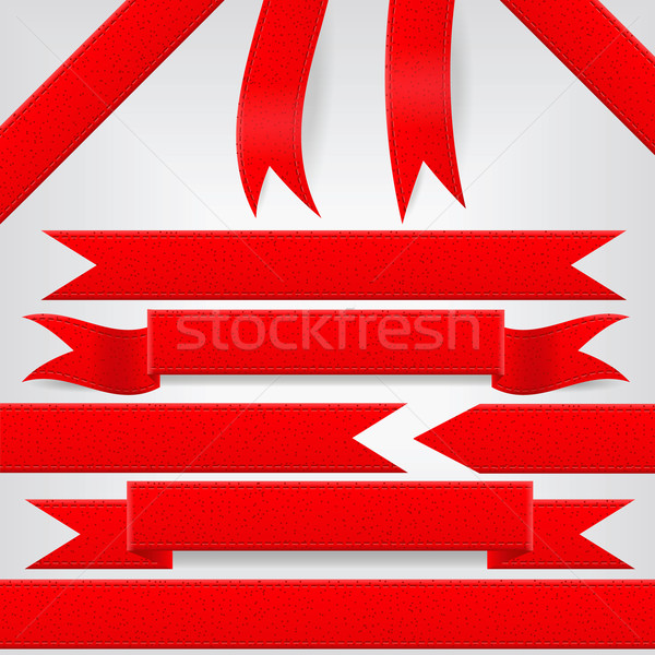 Set rot Bänder Papier Design Flagge Stock foto © glorcza