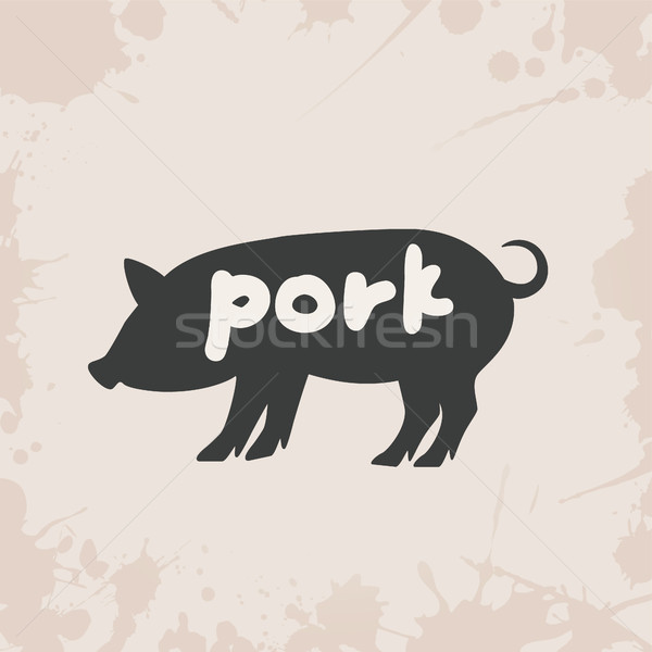 Cerdo silueta texto carne tienda animales Foto stock © glorcza