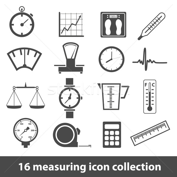 Mér ikonok 16 ikon gyűjtemény felirat Stock fotó © glorcza