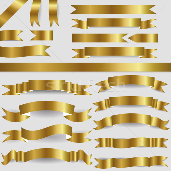 Gold Bänder Set Papier Design Flagge Stock foto © glorcza