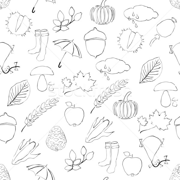 doodle seamless pattern with autumn pictures Stock photo © glorcza