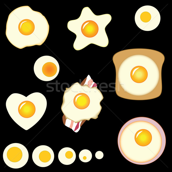 Ingesteld eieren ei brood schilderij markt Stockfoto © glorcza