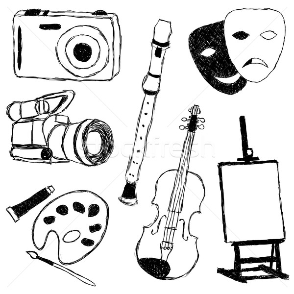 [[stock_photo]]: Doodle · ensemble · art · photos · musique · film