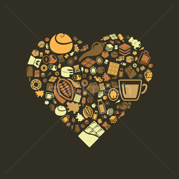 chocolate icons in heart Stock photo © glorcza