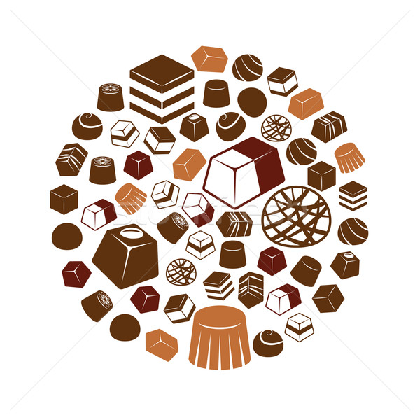 chocolate icons in circle Stock photo © glorcza
