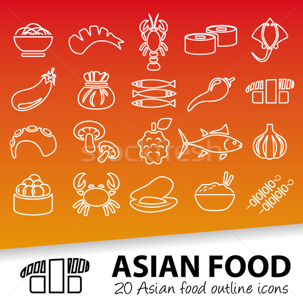 asian food outline icons Stock photo © glorcza