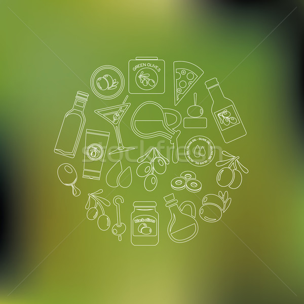 olives icons in circle Stock photo © glorcza