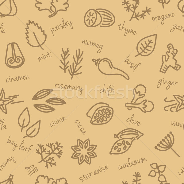 spice seamless pattern in beige colour Stock photo © glorcza