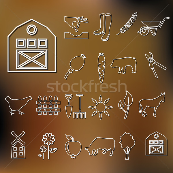 farm outline icons Stock photo © glorcza