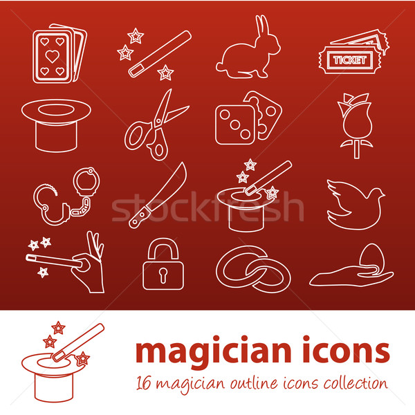 magician outline icons Stock photo © glorcza