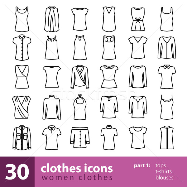 women clothes icons - tops, t-shirts, blouses Stock photo © glorcza