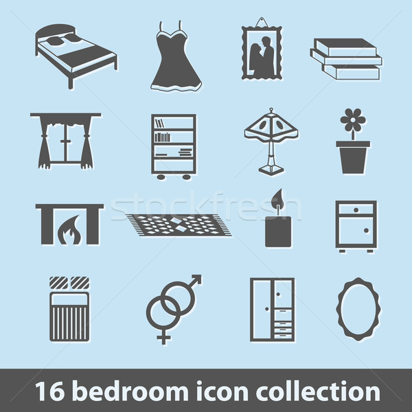 bedroom icons Stock photo © glorcza