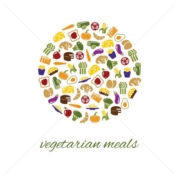 vegetarian meals icons in circle Stock photo © glorcza
