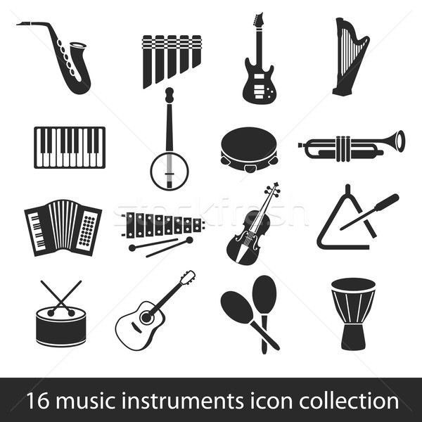 Musik Symbole 16 Symbol Sammlung Tastatur Stock foto © glorcza