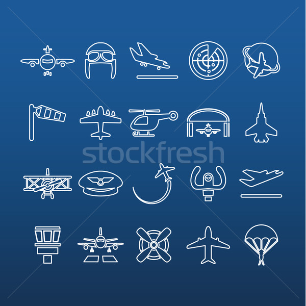 Luchtvaart schets iconen ontwerp reizen vliegtuig Stockfoto © glorcza
