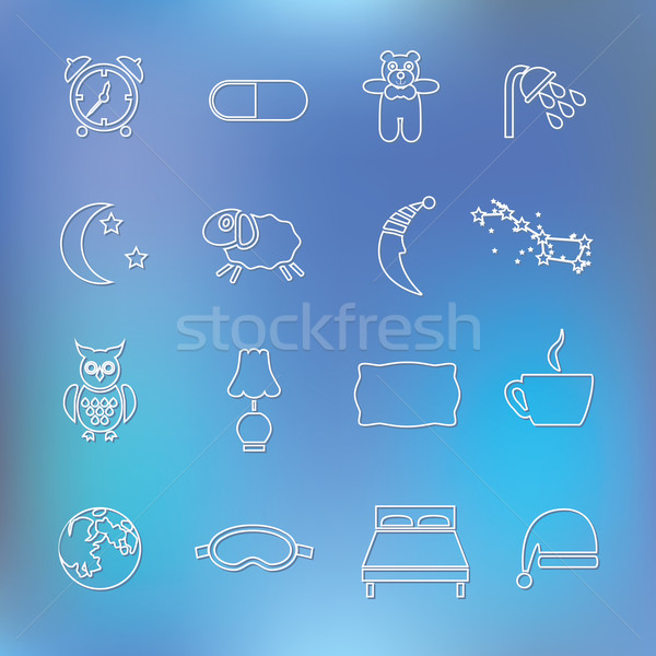 sleep outline icons Stock photo © glorcza