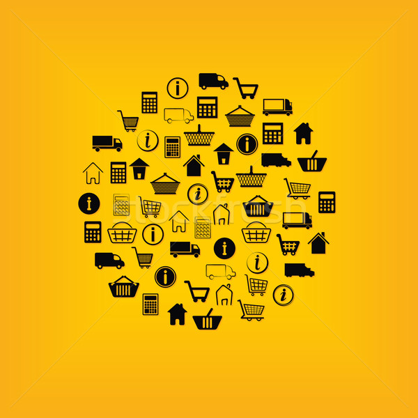 Iconen cirkel business computer internet winkelen Stockfoto © glorcza