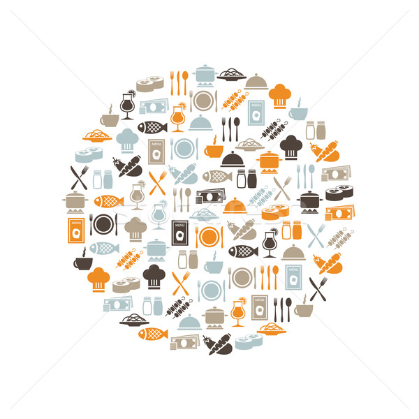 restaurant icons in circle Stock photo © glorcza