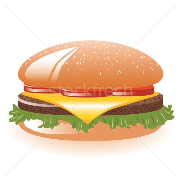 Hamburger saláta paradicsom sajt hús étel Stock fotó © glorcza