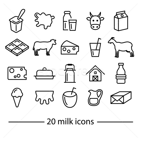 milk line icons Stock photo © glorcza