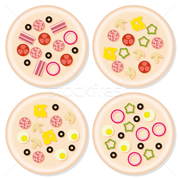 Pizza collectie vlees eten champignon ui Stockfoto © glorcza
