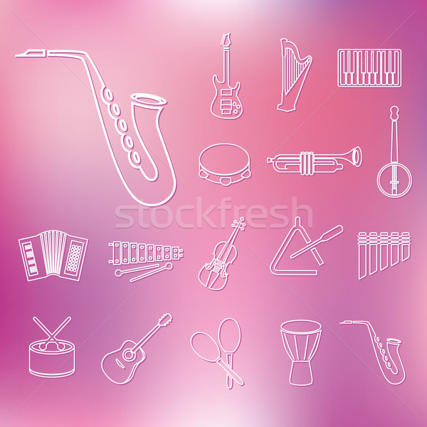 Musik Gliederung Symbole Design Tastatur Silhouette Stock foto © glorcza