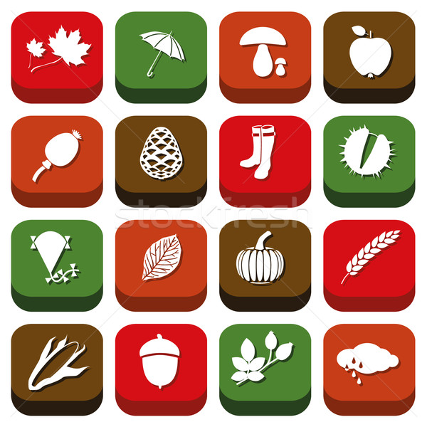 autumn icons Stock photo © glorcza