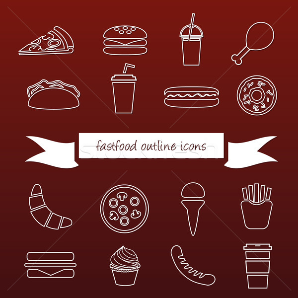 fast food outline icons Stock photo © glorcza