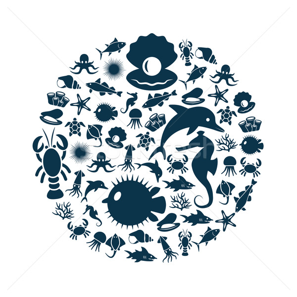 sealife icons in circle Stock photo © glorcza