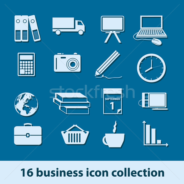 Foto d'archivio: Business · icone · 16 · icona · raccolta · auto